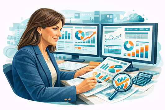 Geiger am Schrebtisch mit Statistiken Kopie